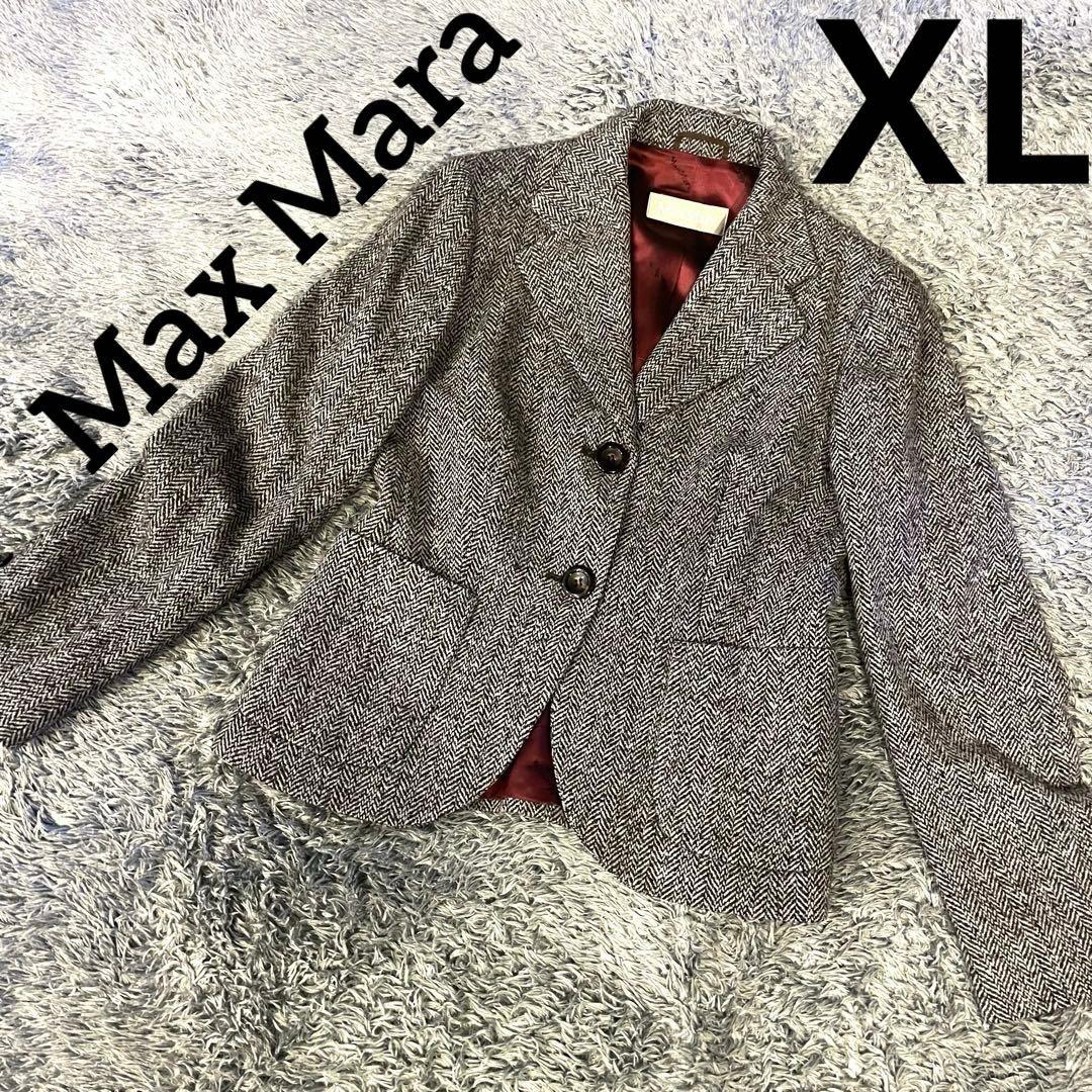 【極美品】マックスマーラ 銀タグ テーラードジャケット ヘリンボーン グレー系