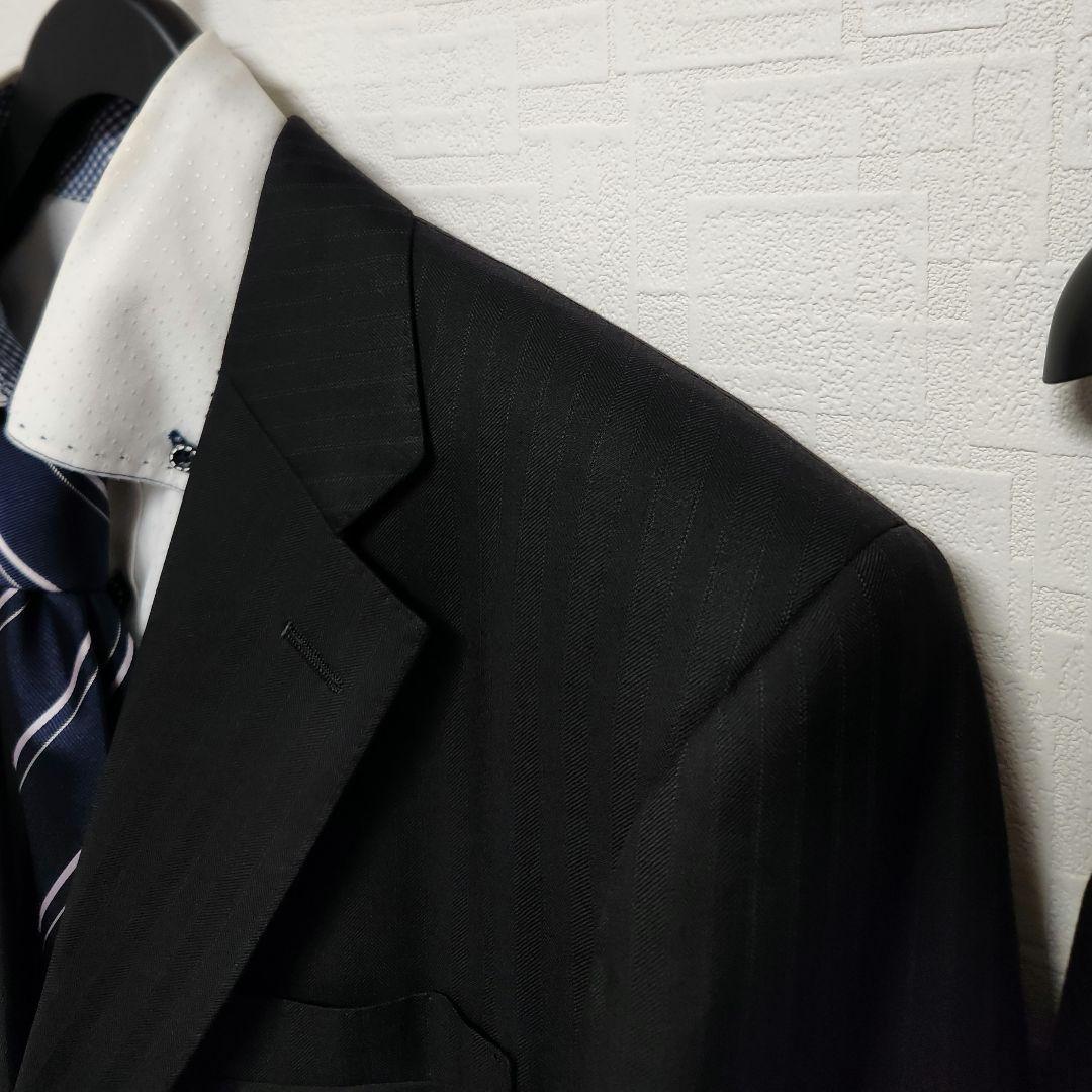 ダーバン　ロロピアーナ　パーソナルオーダー　メンズ　スーツ　ブラック　ストライプ