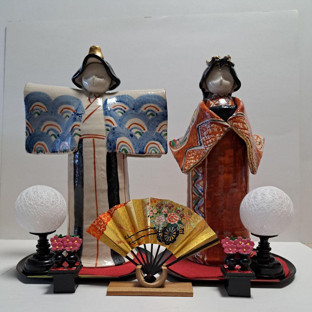 k-⑤ 九谷焼 ひな人形 葉月朋子作 立ち雛大