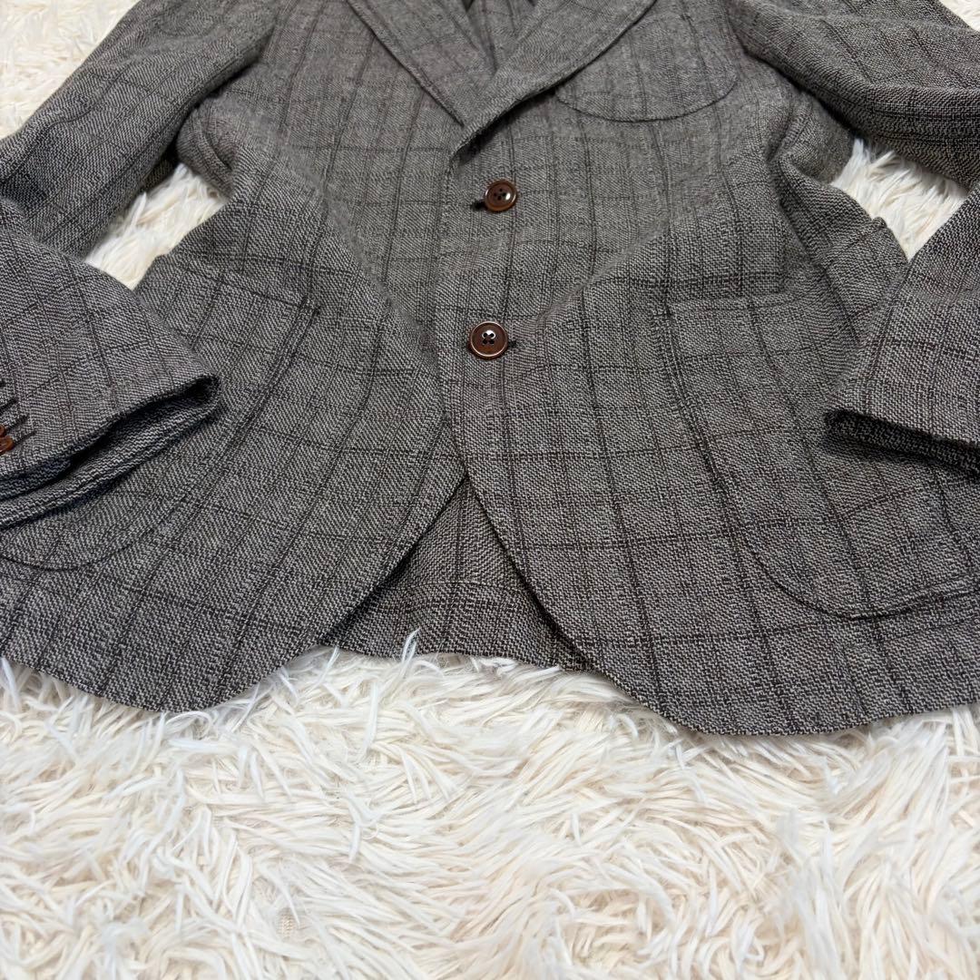 【カシミヤ】アルチザン テーラードジャケット モヘア シルク L グレー 本切迫