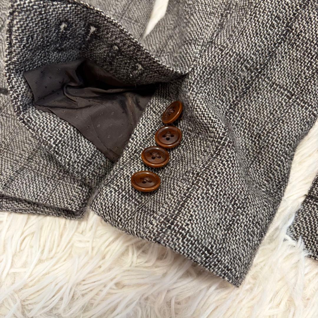 【カシミヤ】アルチザン テーラードジャケット モヘア シルク L グレー 本切迫