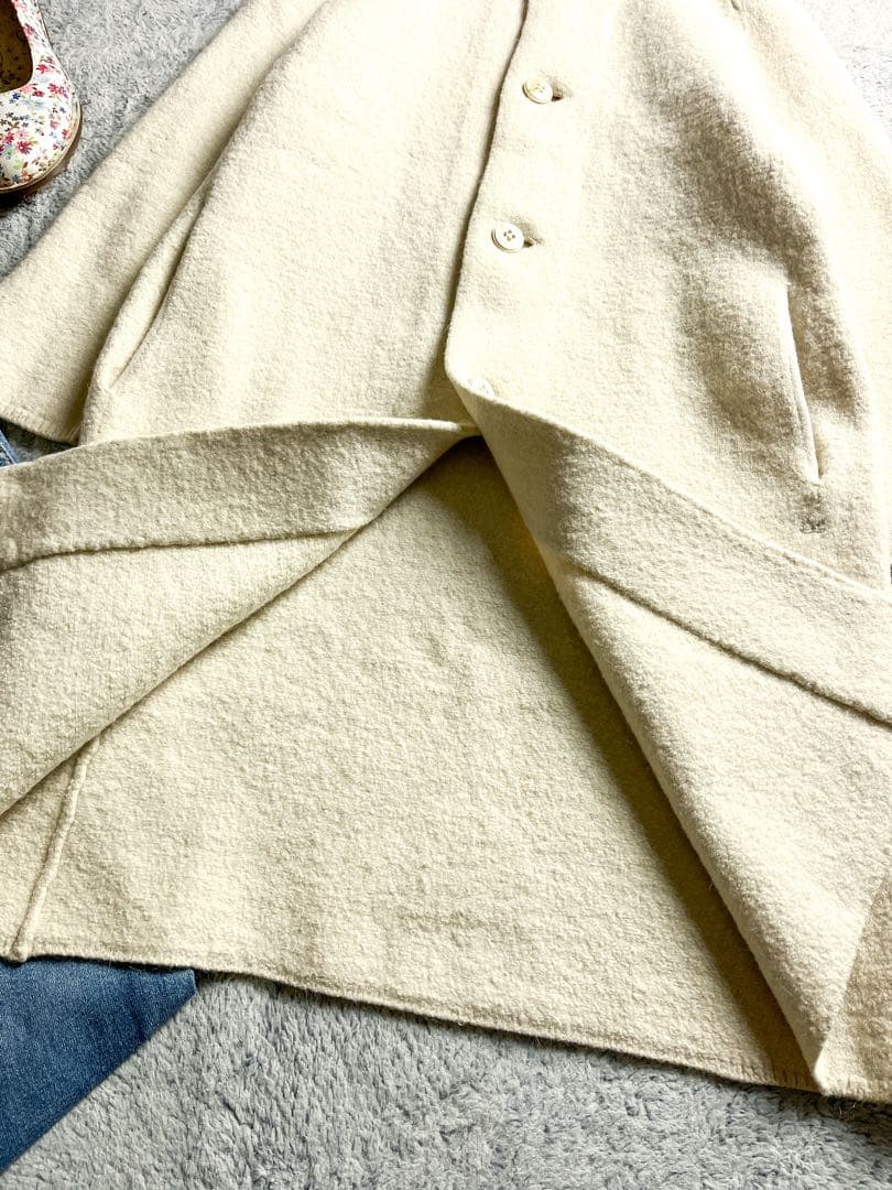 【45R】45rpm フロートアルパカ縮絨ステンカラーコート ニットコート 2