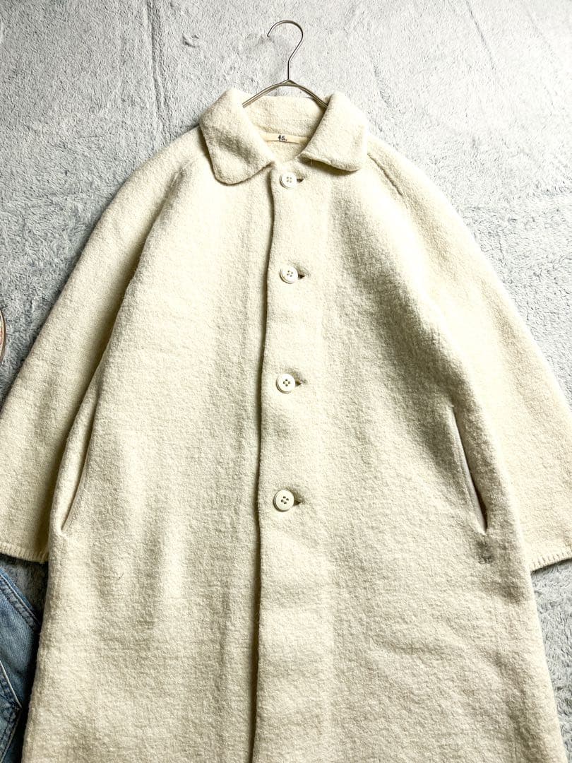 【45R】45rpm フロートアルパカ縮絨ステンカラーコート ニットコート 2
