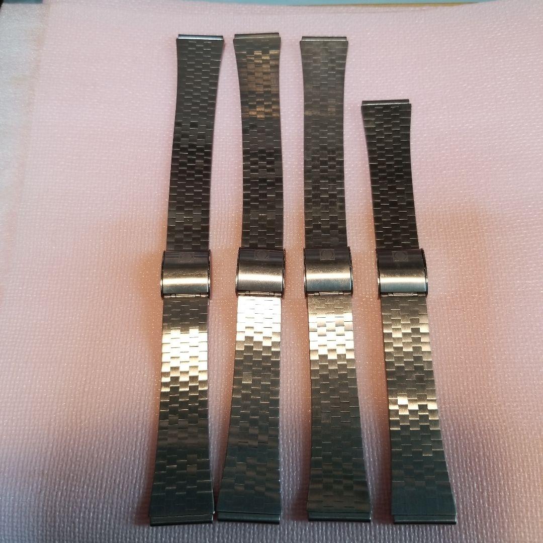 OMEGAステンレススチール チェックパターン 金属ベルト 4本セット