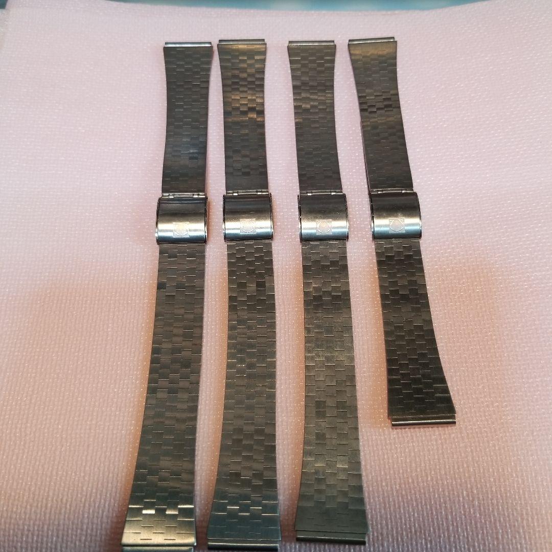 OMEGAステンレススチール チェックパターン 金属ベルト 4本セット