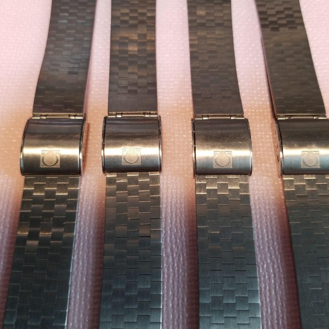 OMEGAステンレススチール チェックパターン 金属ベルト 4本セット