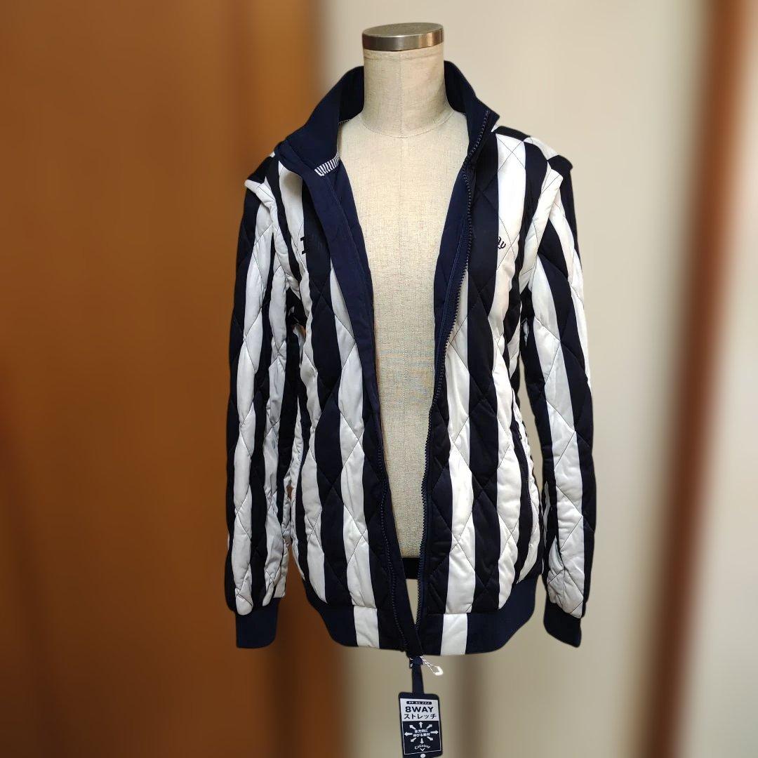 キャロウェイゴルフ　中綿ダウン　ベスト　ストライプ　白　紺　新品