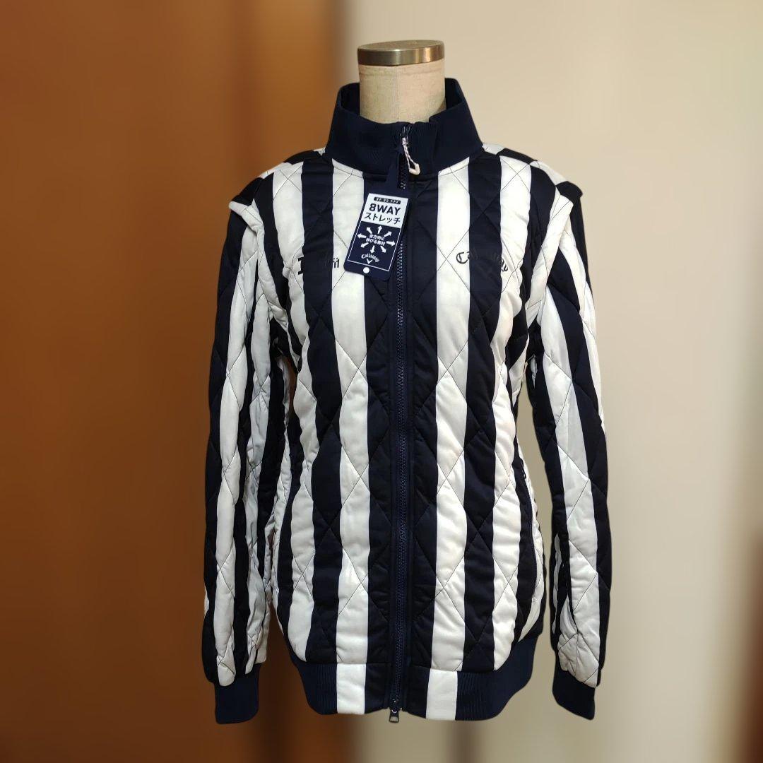キャロウェイゴルフ　中綿ダウン　ベスト　ストライプ　白　紺　新品