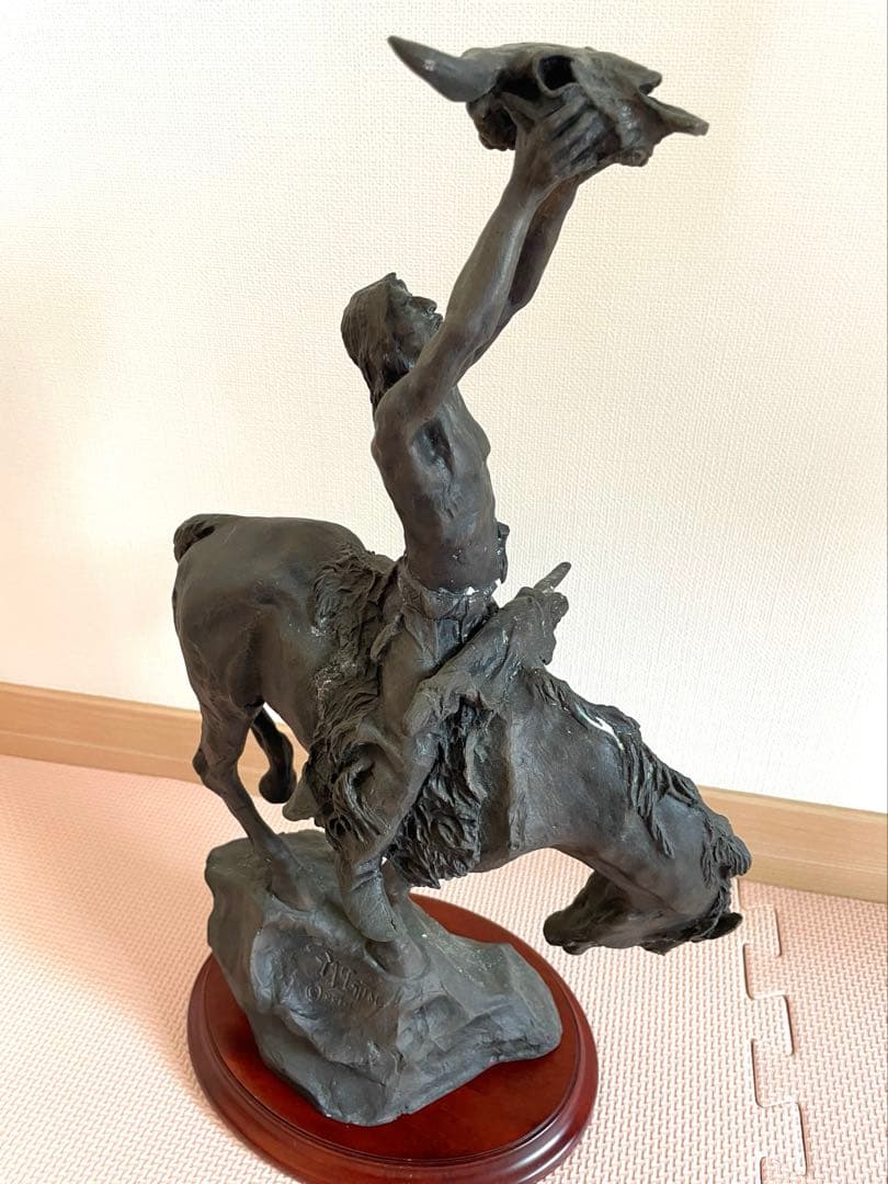 バックマッケイン　インディアン　ブロンズ製 騎馬像 彫刻　アンティーク