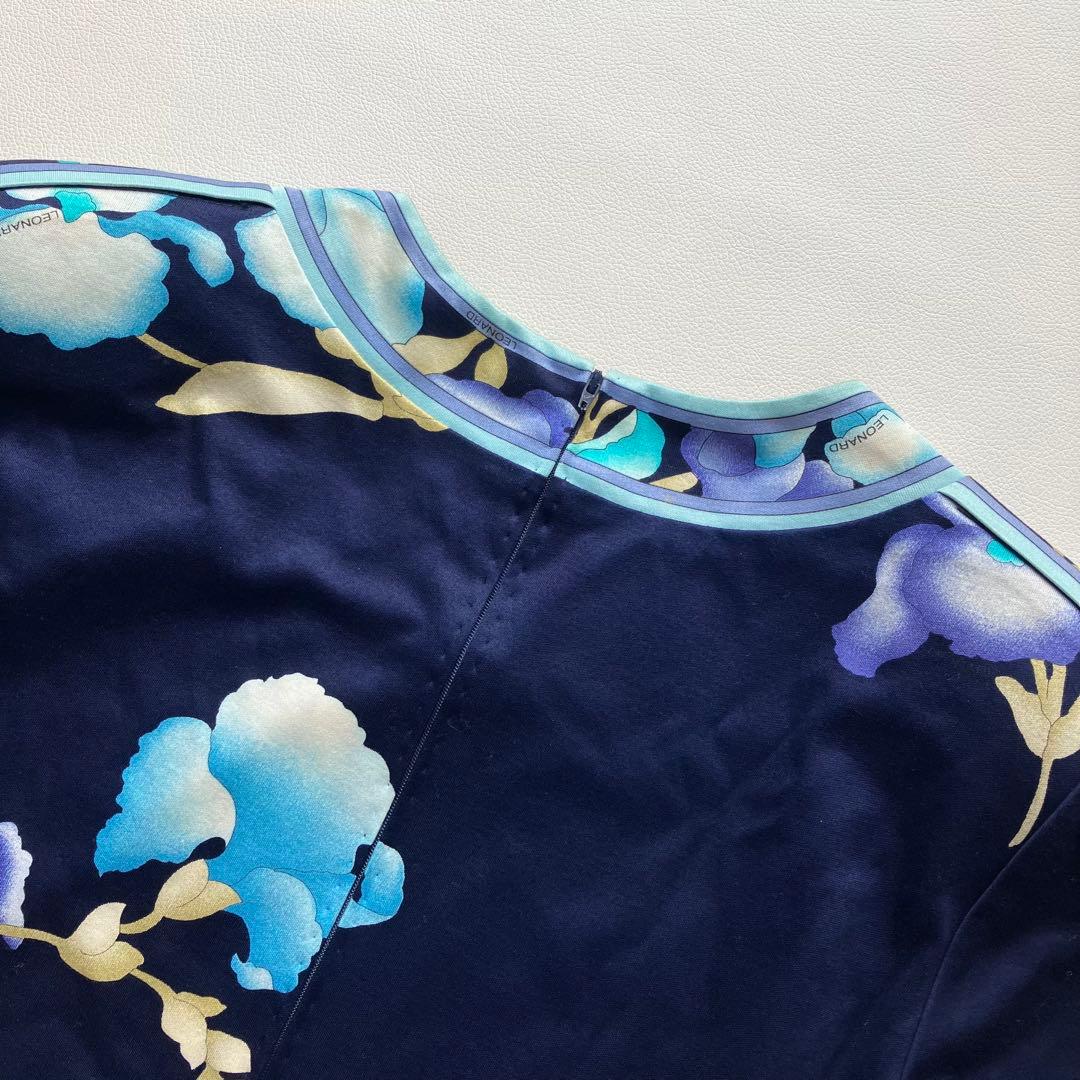 美品 レオナール ストレッチ コットン ワンピース ベルト