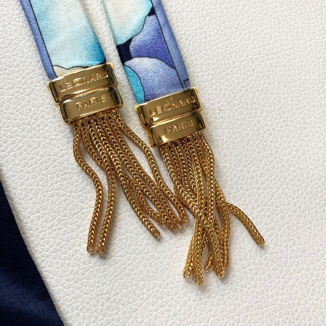 美品 レオナール ストレッチ コットン ワンピース ベルト