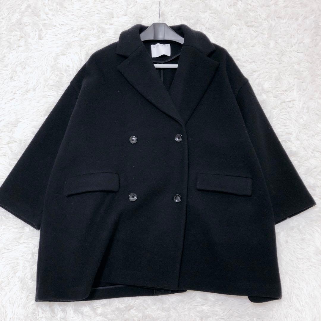 リムアーク　ワイドダブルブレストコート　チェスターコート　ブラック