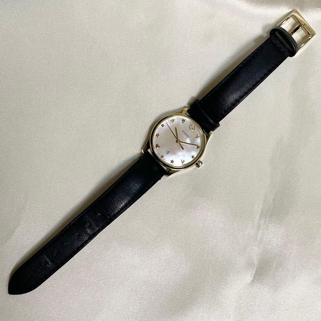 美品 GUCCI グッチ 126.5 腕時計 デイト シェル レディース