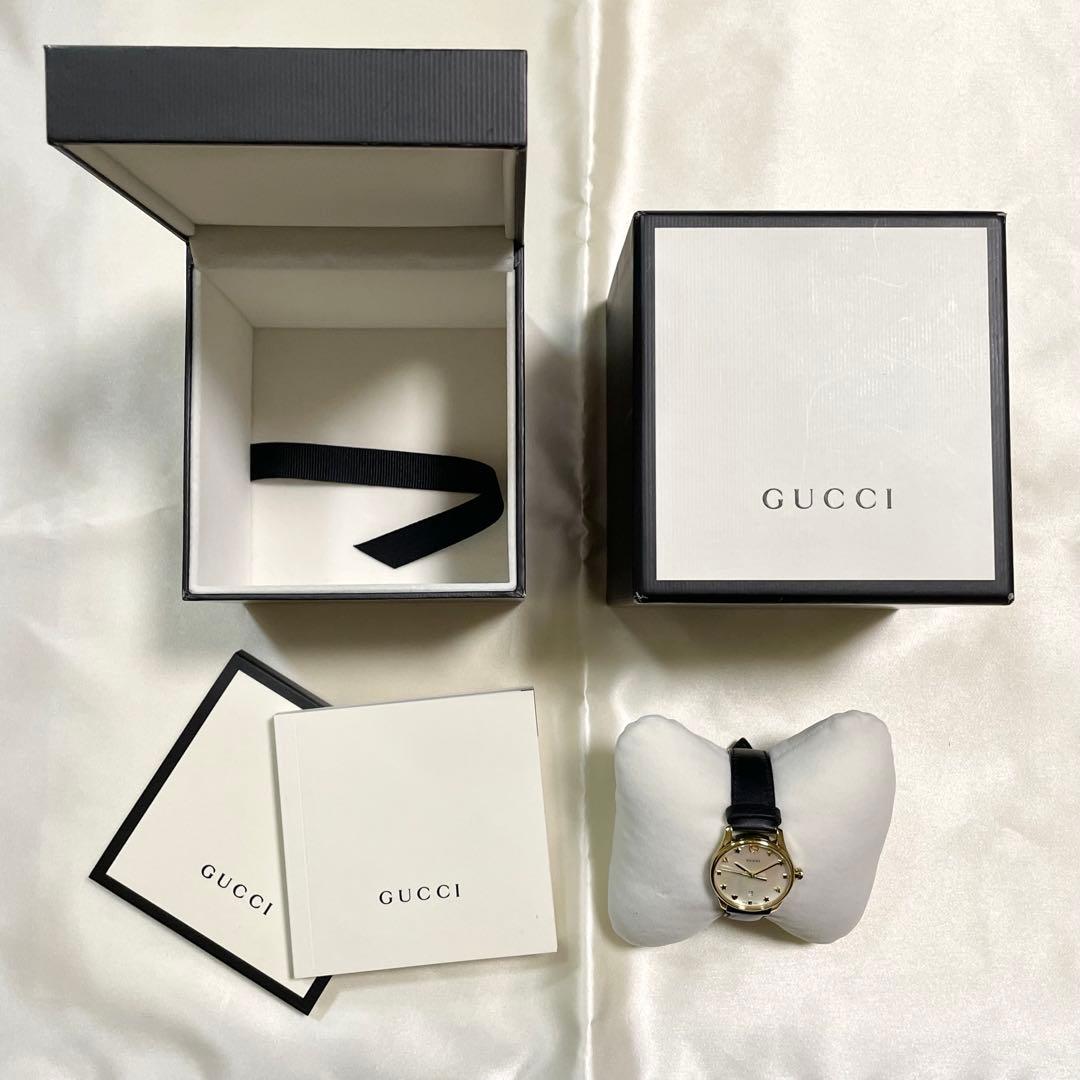 美品 GUCCI グッチ 126.5 腕時計 デイト シェル レディース