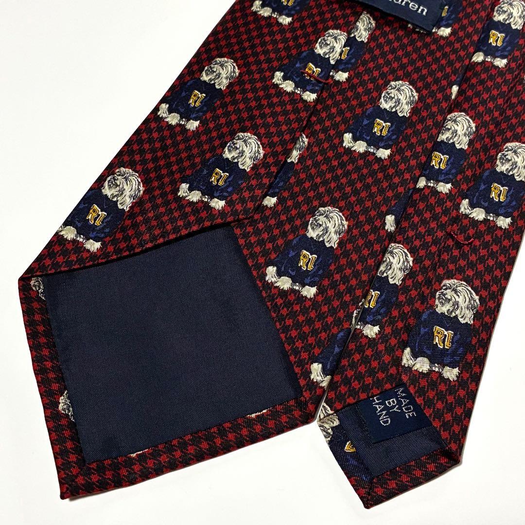 3854✨極美品✨ラルフローレン ネクタイ 千鳥格子 ハウンドトゥース 犬 動物