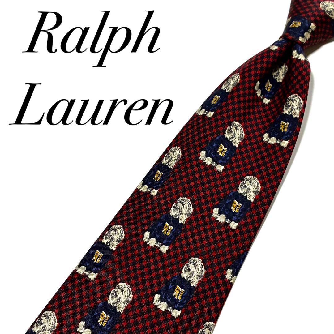 3854✨極美品✨ラルフローレン ネクタイ 千鳥格子 ハウンドトゥース 犬 動物