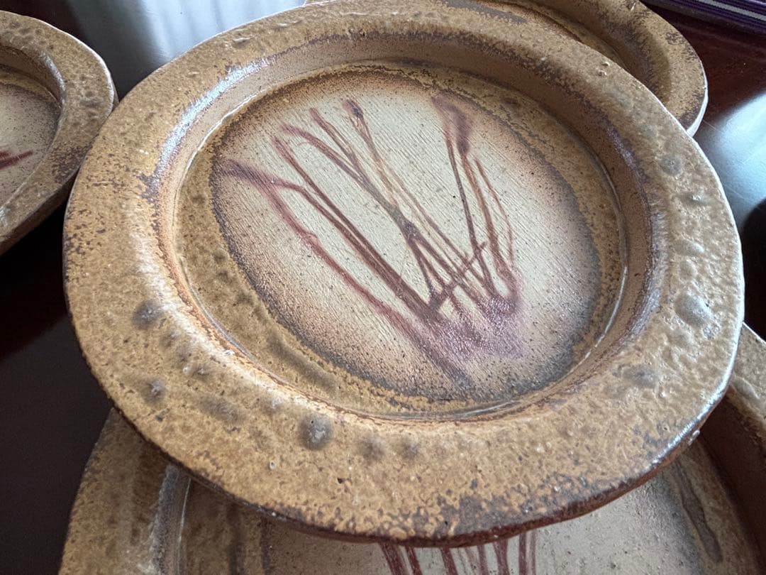 備前焼 丸皿6客揃 稲荷作 共箱・銘あり