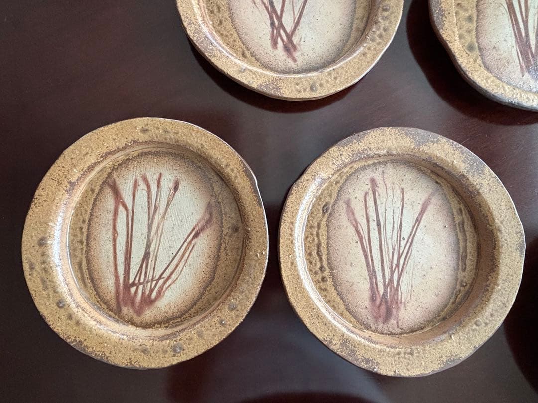備前焼 丸皿6客揃 稲荷作 共箱・銘あり