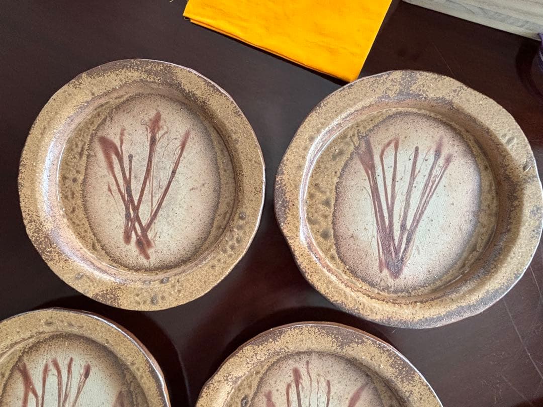 備前焼 丸皿6客揃 稲荷作 共箱・銘あり