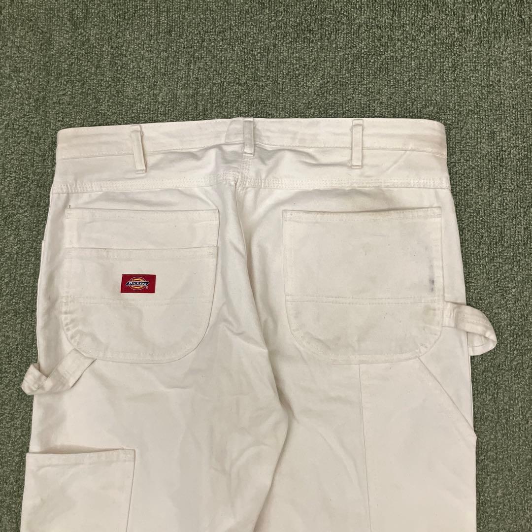 【良個体】00s Dickies ダブルニー 白 ペインターパンツ ボロ ペンキ