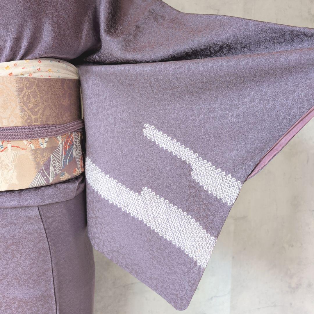 訪問着　フルセット　着物　付け下げ　正絹　絞り　紫　C2