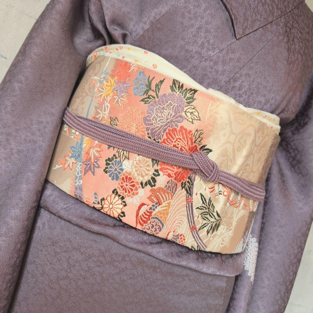 訪問着　フルセット　着物　付け下げ　正絹　絞り　紫　C2