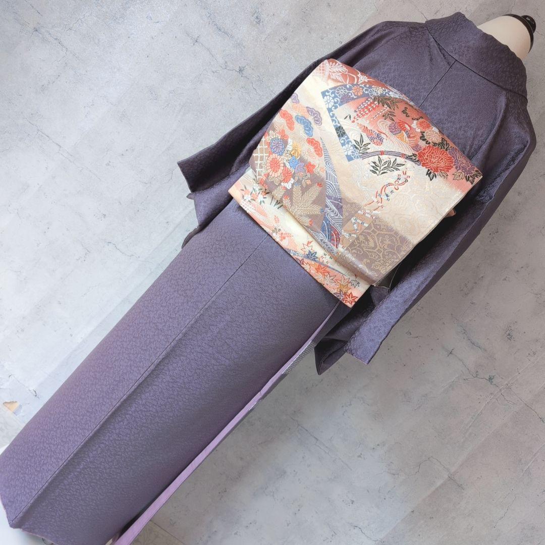 訪問着　フルセット　着物　付け下げ　正絹　絞り　紫　C2