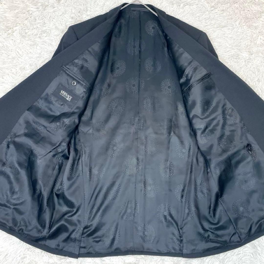 極美品✨ヴェルサーチ スーツ セットアップ ダブル 裏地メデューサ 総柄 黒