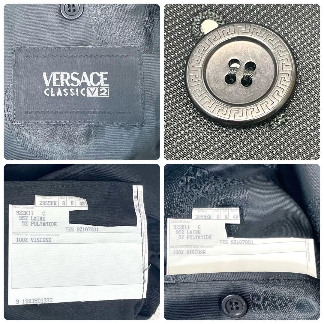 極美品✨ヴェルサーチ スーツ セットアップ ダブル 裏地メデューサ 総柄 黒