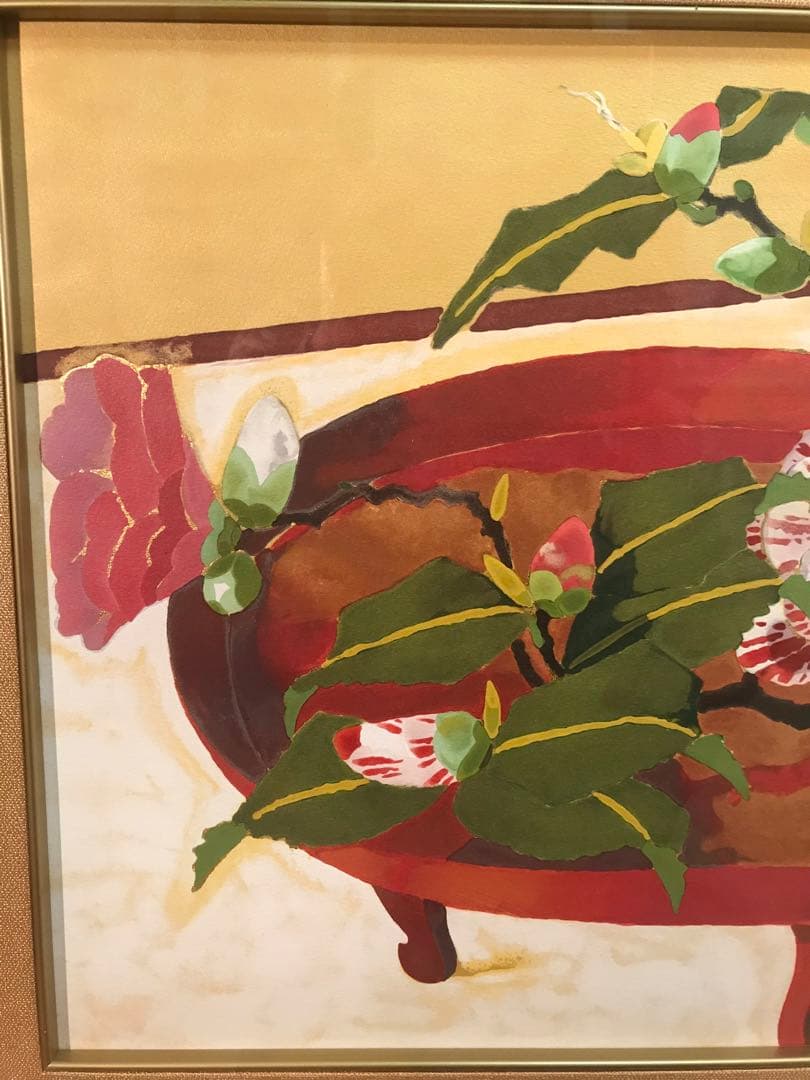 小倉遊亀　「蜀紅錦」　リトグラフ　刷り込みサイン・エディション・作品証明シール有