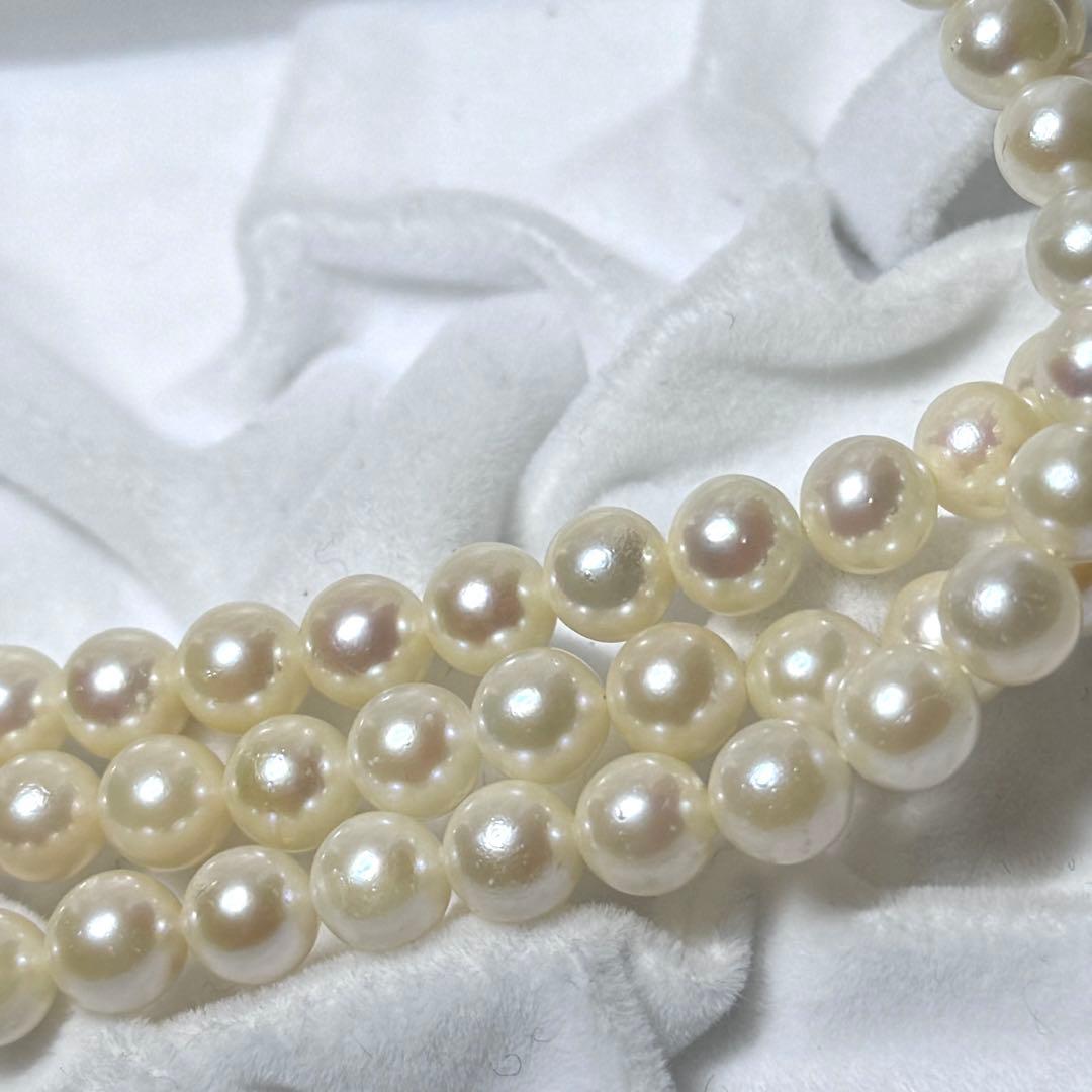 希少✨3連 アコヤ真珠 約6.0-6.5mm パールネックレス シルバー金具