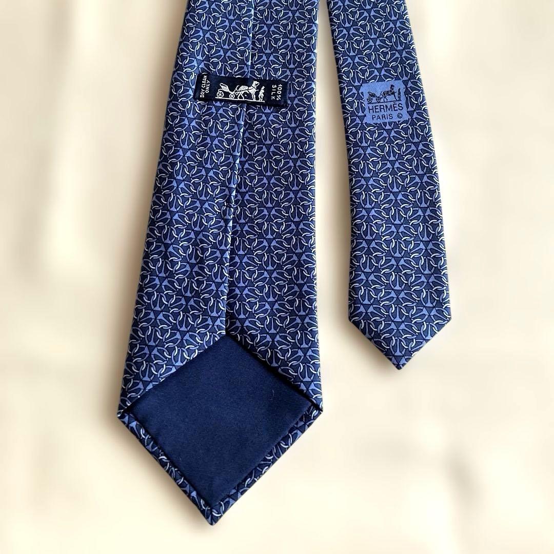 【未使用】HERMES エルメス シルク ネクタイ　ネイビー