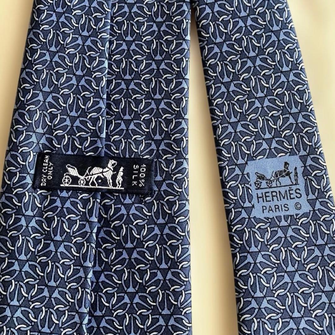 【未使用】HERMES エルメス シルク ネクタイ　ネイビー