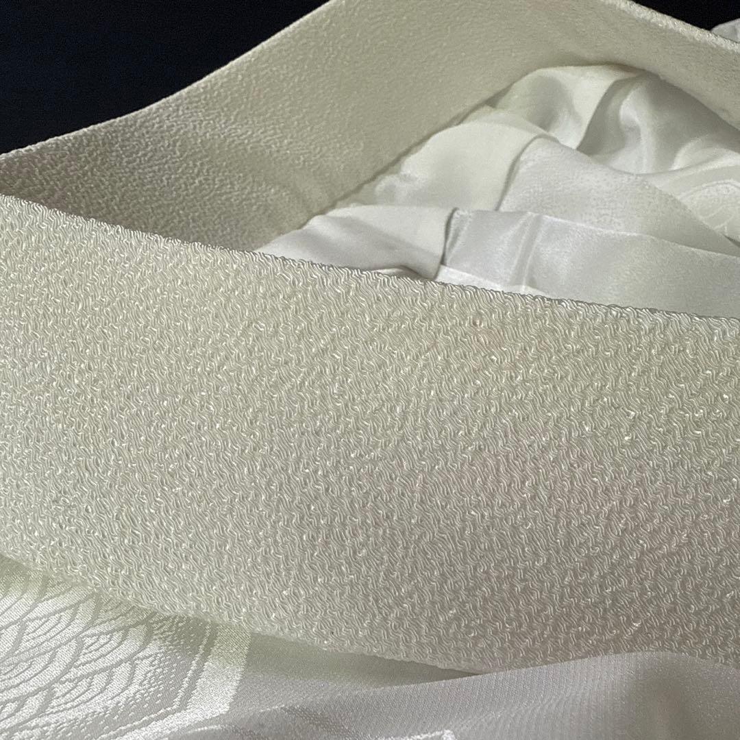 花嫁用　長襦袢 身丈136cm 裄65cm 特別衿　白　化繊 手縫【中古】亀甲柄