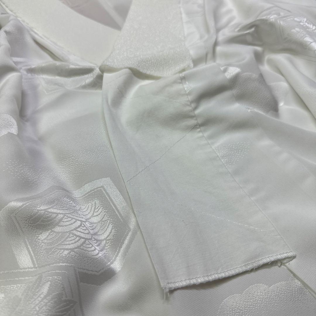 花嫁用　長襦袢 身丈136cm 裄65cm 特別衿　白　化繊 手縫【中古】亀甲柄