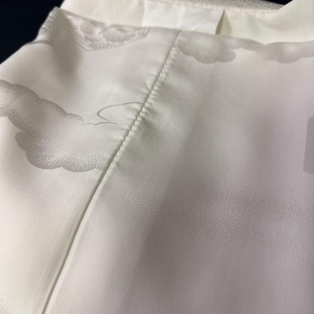 花嫁用　長襦袢 身丈136cm 裄65cm 特別衿　白　化繊 手縫【中古】亀甲柄