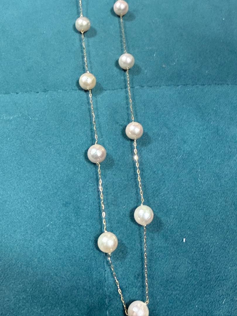 K18 パール 真珠 ステーション ネックレス 50cm