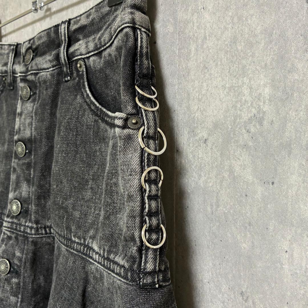 DIESEL フレアデニムミニスカート 26 ブラック インパン付 ショーパン
