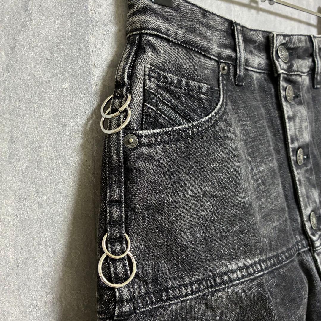 DIESEL フレアデニムミニスカート 26 ブラック インパン付 ショーパン