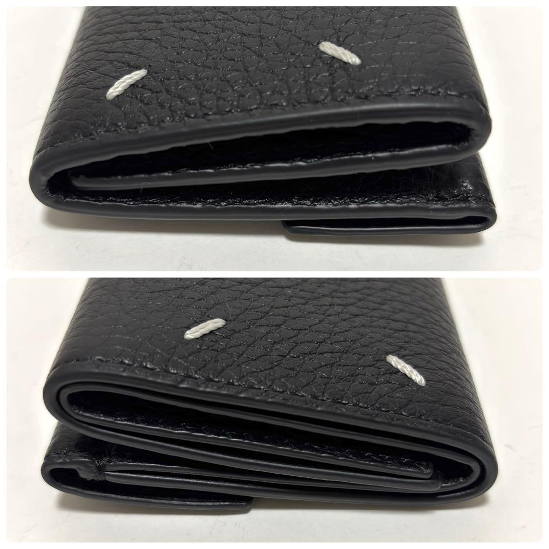 535✨極美品✨メゾンマルジェラ 三つ折り財布 4ステッチ レザー ブラック