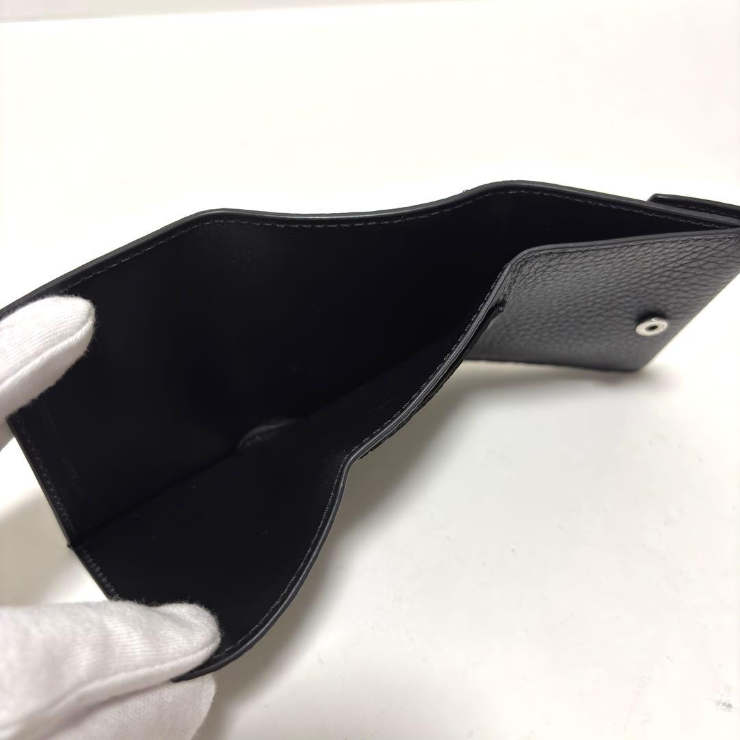 535✨極美品✨メゾンマルジェラ 三つ折り財布 4ステッチ レザー ブラック