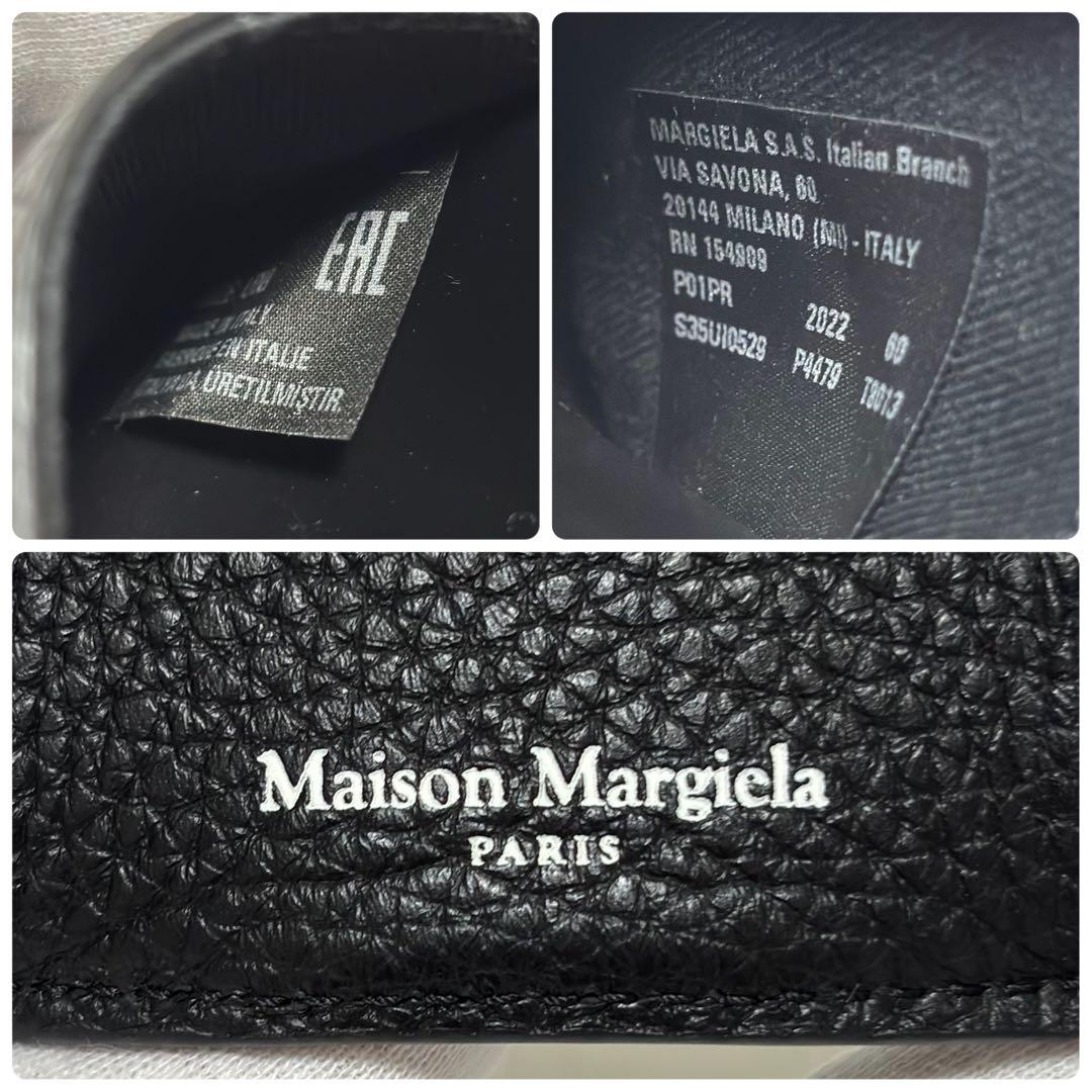 535✨極美品✨メゾンマルジェラ 三つ折り財布 4ステッチ レザー ブラック