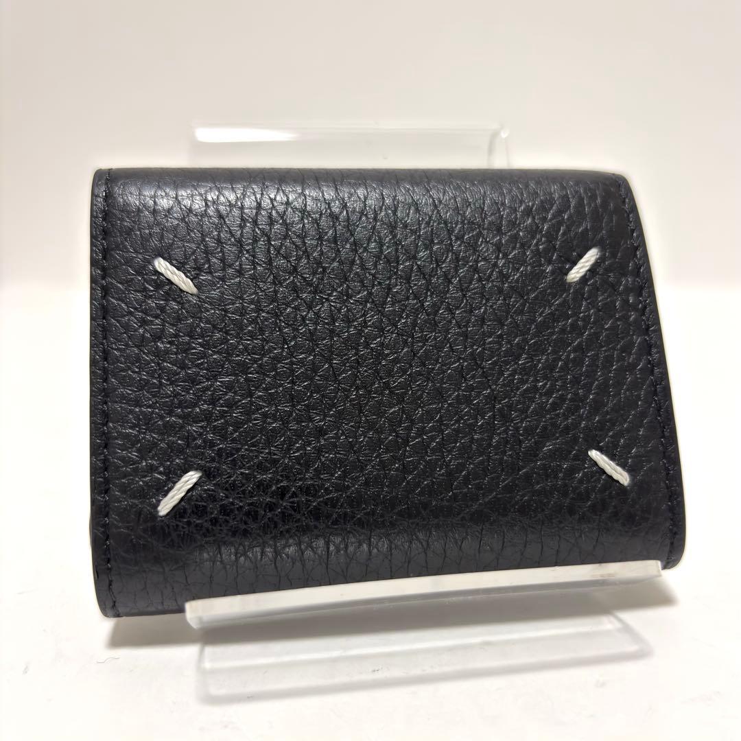 535✨極美品✨メゾンマルジェラ 三つ折り財布 4ステッチ レザー ブラック