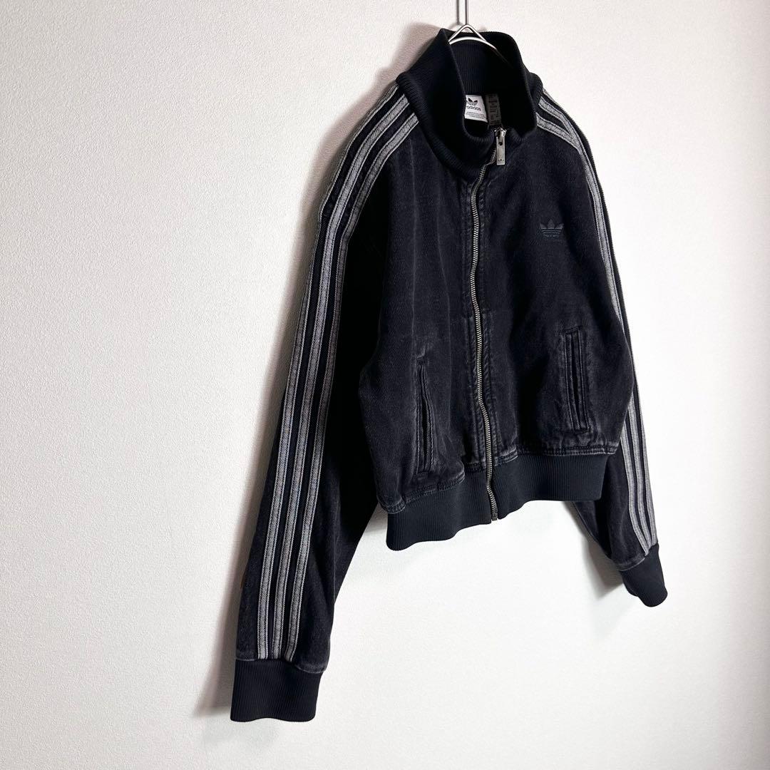 【新品タグ付き】アディダス　デニムジャケット　クロップド丈　ブラックy2k S