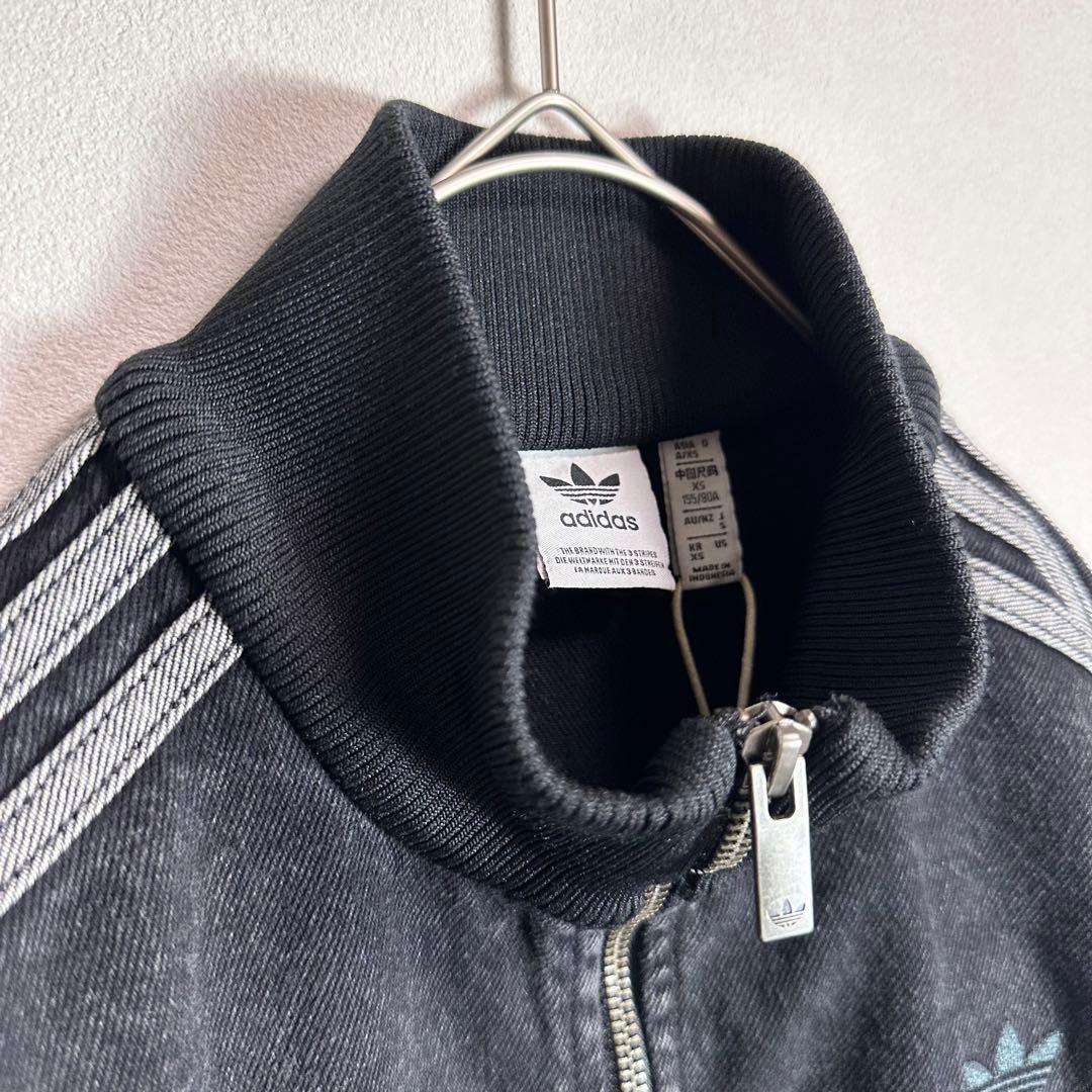 【新品タグ付き】アディダス　デニムジャケット　クロップド丈　ブラックy2k S