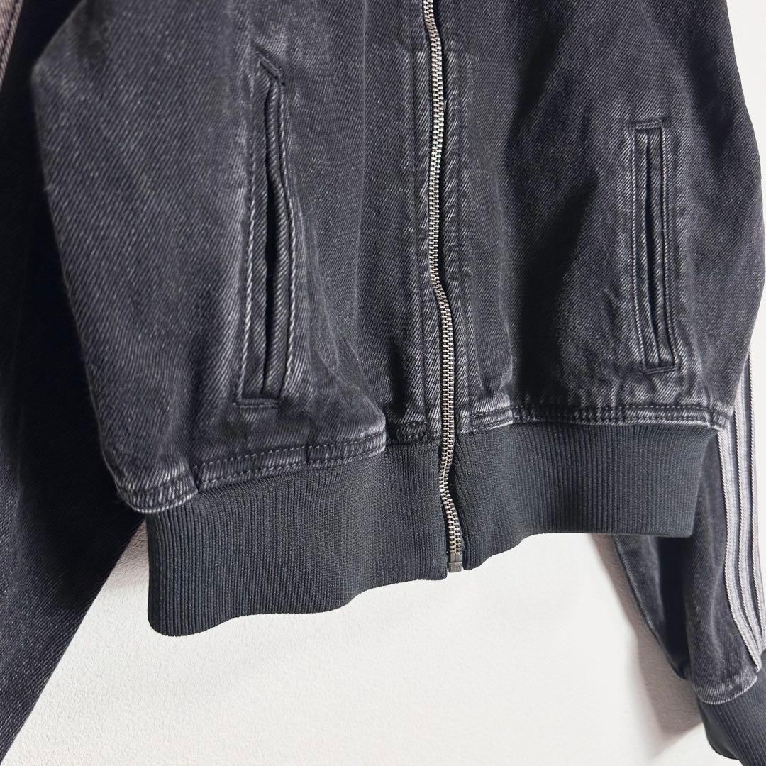 【新品タグ付き】アディダス　デニムジャケット　クロップド丈　ブラックy2k S