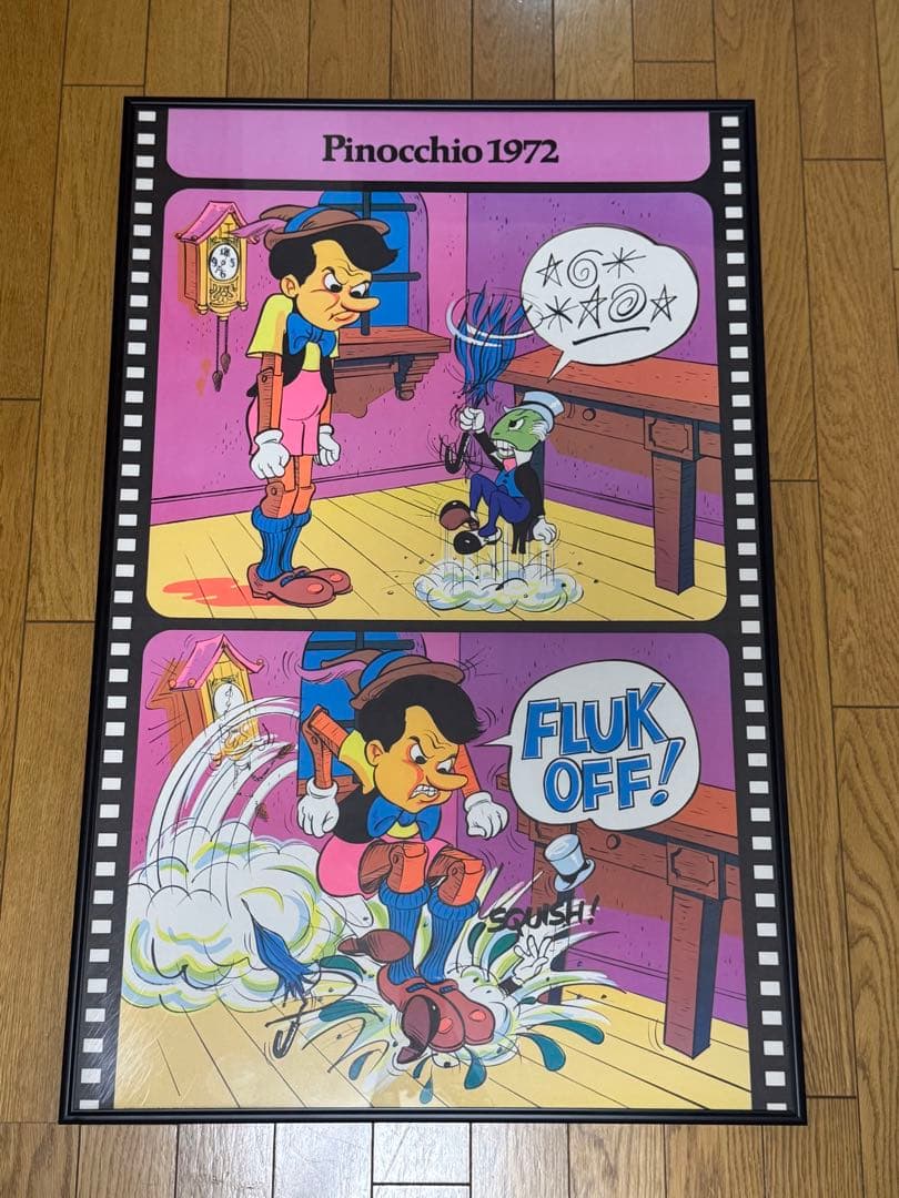 1972年　ビンテージ　ブラックライトポスター　ピノキオ　パロディー　ディズニー