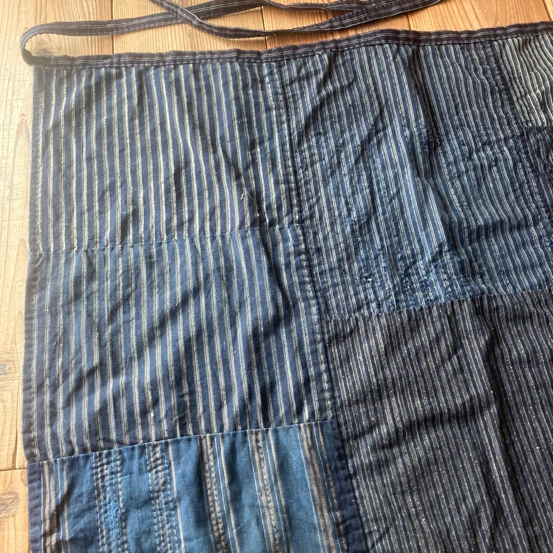 【愁真】古布 縞木綿 襤褸 BORO パッチワーク リメイクエプロン