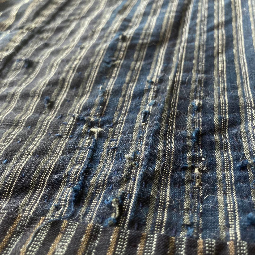 【愁真】古布 縞木綿 襤褸 BORO パッチワーク リメイクエプロン