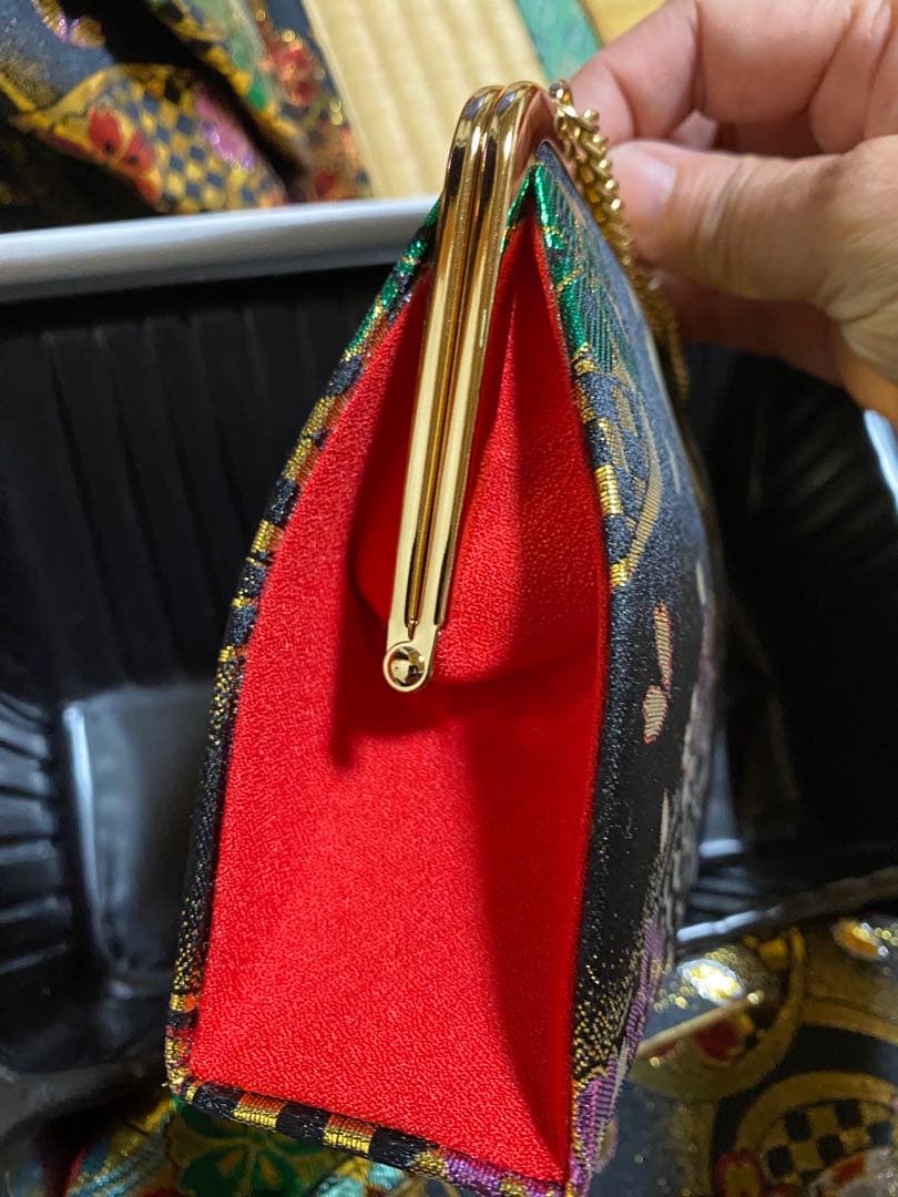 七五三　7歳　作り帯　結び帯　帯　ハコセコセット　黒系　草履　和装バック　超美品